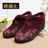女老人棉鞋 冬季 中老年加绒保暖奶奶鞋 老北京布鞋 防滑软底妈妈棉鞋