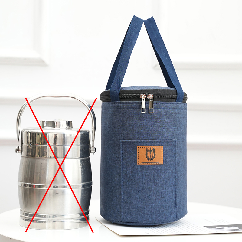 饭袋便当包保温桶袋子学生圆形饭盒袋便当盒饭桶保温袋带饭手提包