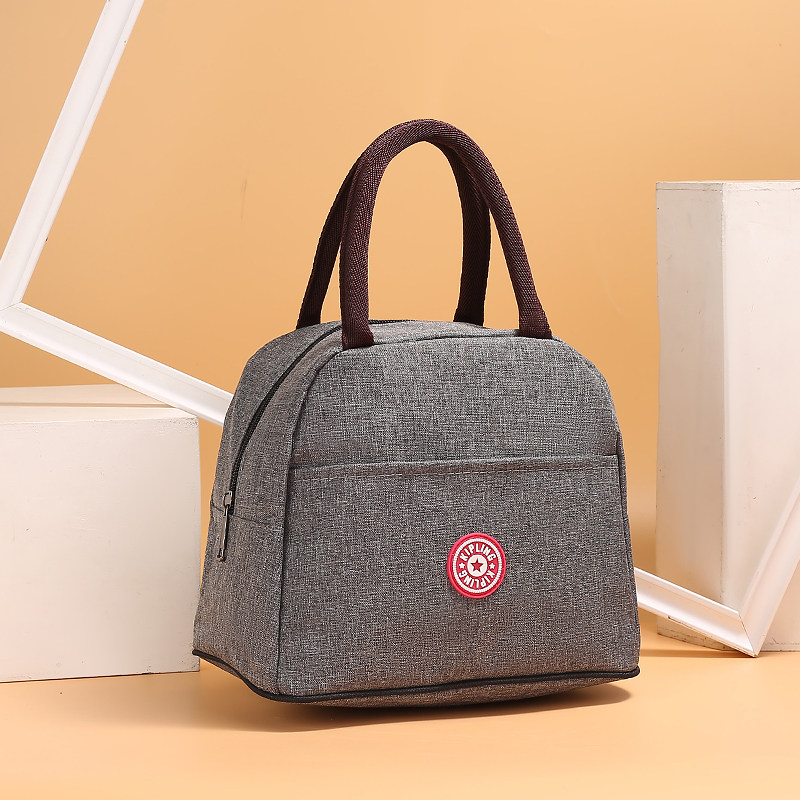 简约防水加厚帆布便当饭盒袋韩版四方手提袋妈咪包简约牛仔小圆包