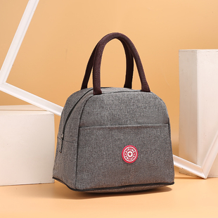 简约防水加厚帆布便当饭盒袋韩版四方手提袋妈咪包简约牛仔小圆包