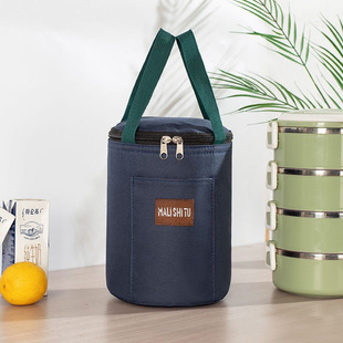 圆形保温袋饭盒袋学生大容量带饭包便当包上班族手提袋圆筒铝箔包