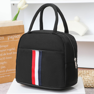 手提包新款帆布饭盒袋妈咪包便当纯色上班手提小布包手拎袋化妆包