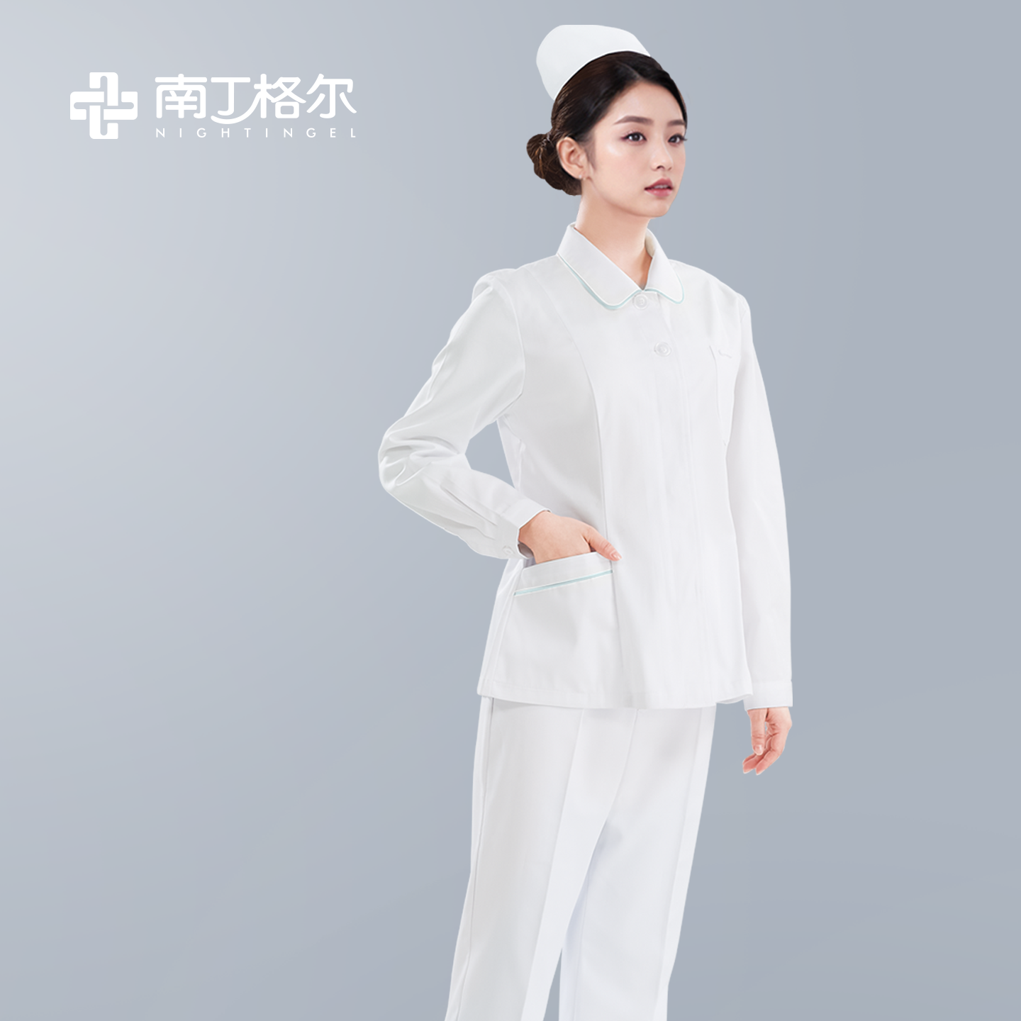 南丁格尔护士服分体套装修身女医院药店美容院医护工作服长袖上衣
