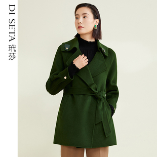 气质高级感羊毛毛呢风衣式 玳莎系带收腰双面呢大衣女秋冬季 外套