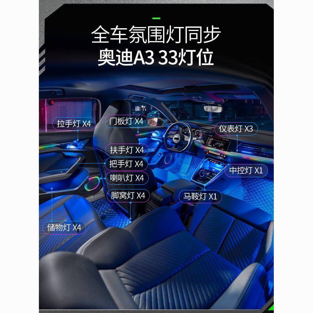适用于21-23款奥迪A3L氛围灯原厂专用动态幻彩64色气氛灯车内改装