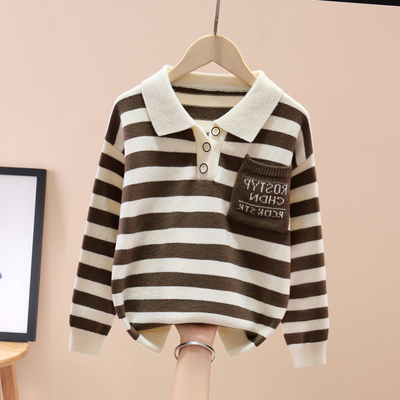 男童毛衣秋冬季加厚2025新款中大童翻领学院风男孩儿童针织POLO衫