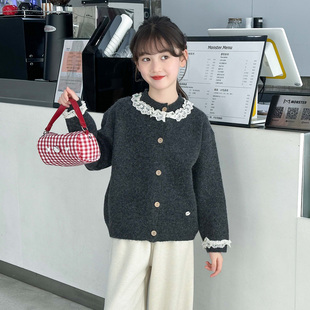 女童上衣针织开衫春季2026新款洋气女孩中大儿童韩系外套春装上衣