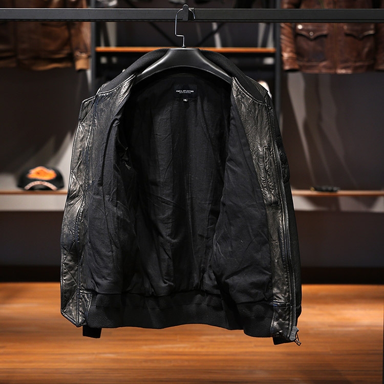 MA1夹克真皮皮衣男女日复古水洗植鞣头层绵羊皮棒球服