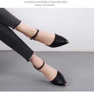性感黑色一字扣带凉鞋新款夏季时装百搭低跟中高跟工作职业女鞋细
