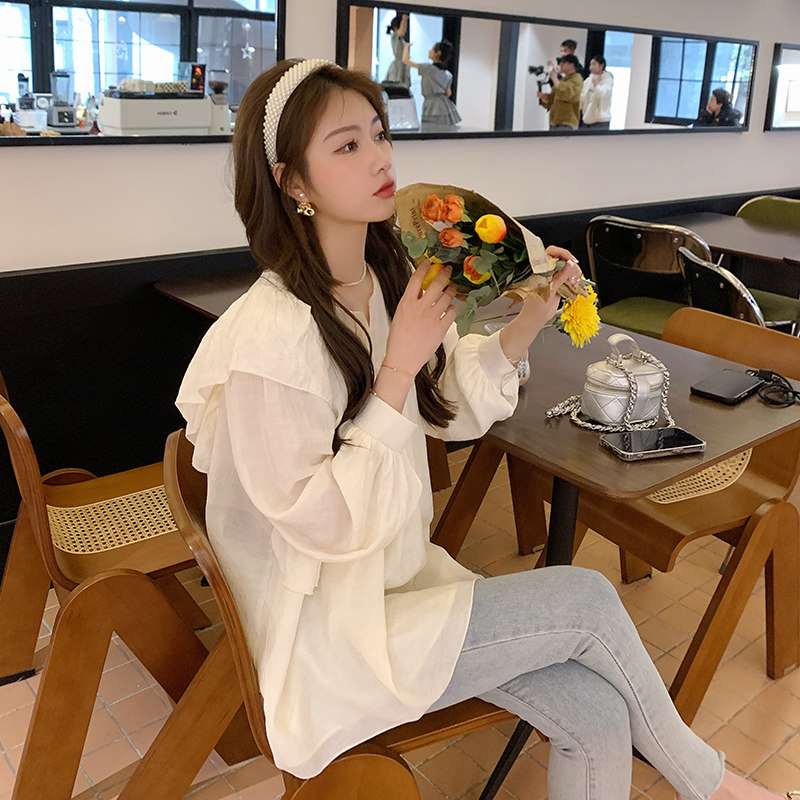 임부복 가을 패션 한국식 임신부 긴팔 상의 루즈한 캐주얼 베이비돌 봄 가을 심플 임부복