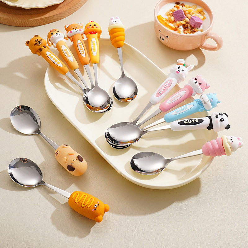 儿童吃饭勺自主进食2岁3岁以上专用卡通勺动物勺家用宝宝餐具勺子,婴童用品,儿童勺,淘宝优惠券,粉丝福利购,淘宝优惠卷