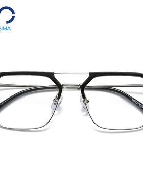 近视眼镜男潮可配有度数框女平光光学成品大框显瘦双梁潮多边方形