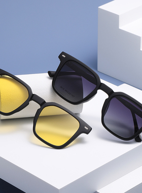 磁吸近视墨镜男三合一上翻套镜日夜开车偏光太阳镜可配有度数眼镜