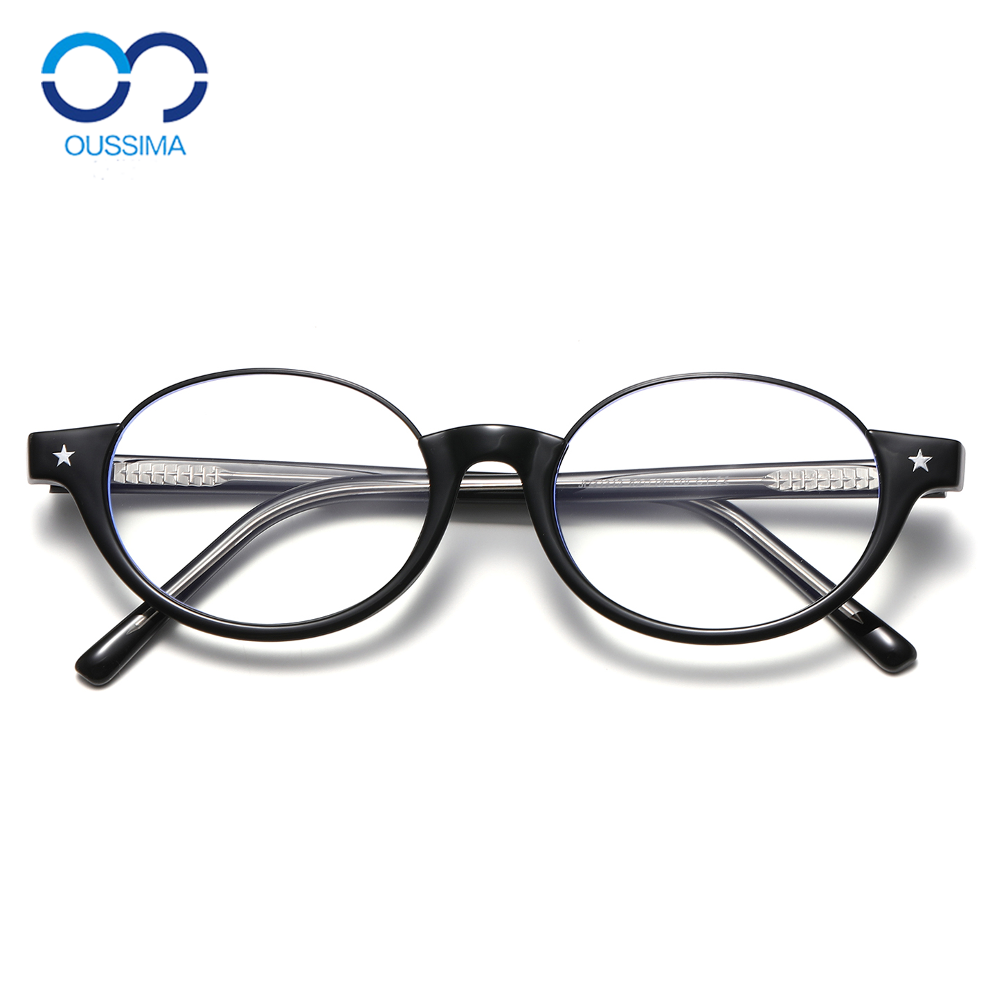 倒框眼镜下半框女士复框椭圆眼镜