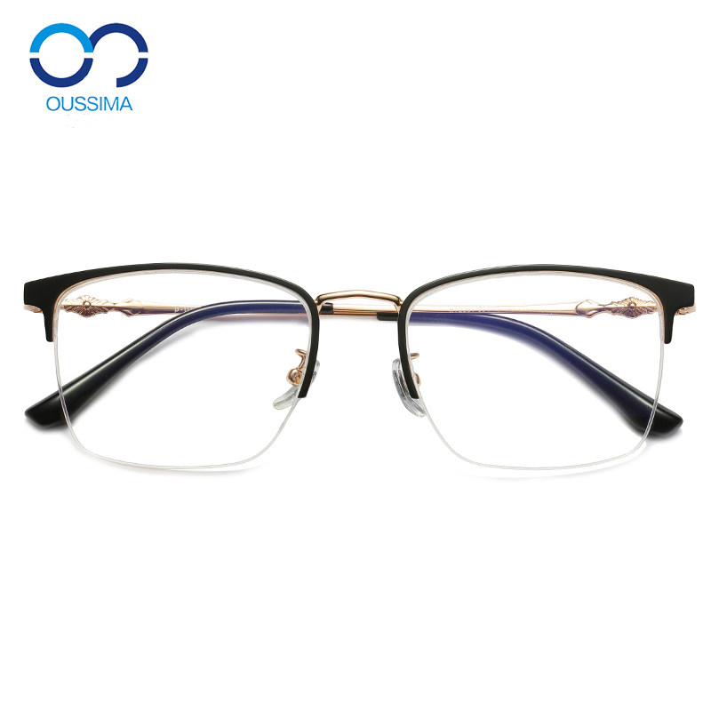 防蓝光辐射眼镜男超轻韩版女潮平光镜近视半框镜架变色雕刻钛合金