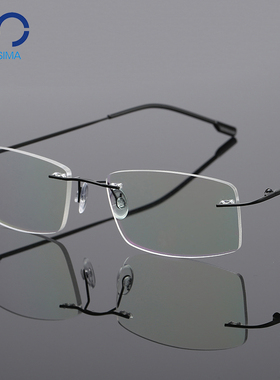 近视眼镜眼镜架眼镜框男女同款无框眼镜钛合金记忆超轻商务763