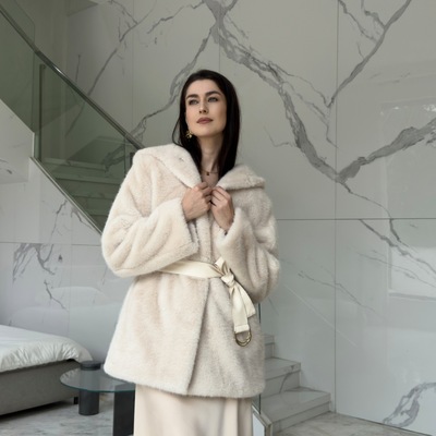 2025新款冬季女中长款皮草时尚连帽大衣加厚保暖人造毛水貂毛外套