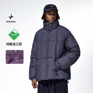 特氟龙三防吐司羽绒服2024秋冬新品 90绒纯色高领羽绒外