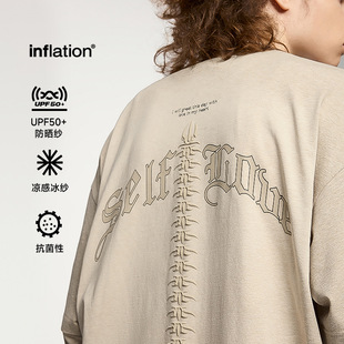 3D发泡假两件洗水长袖 潮牌五合一薄荷科技 T恤2024秋新款