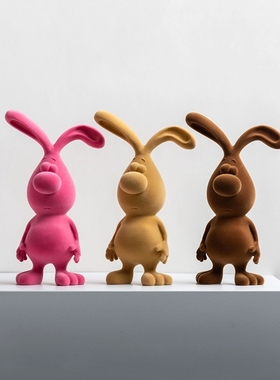 小呆萌兔子树脂装饰摆件
