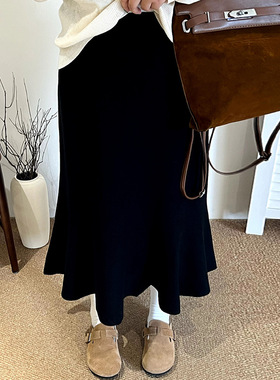 乃粒22017大码女装针织裙百搭包臀半身裙25冬胖mm高腰显瘦鱼尾裙
