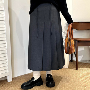 乃粒NQ1361大码女装松紧腰休闲半身裙2025冬胖mm气质学院风百褶裙