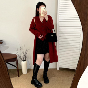 乃粒23373大码女装小香风套装2025冬胖mm内搭马甲外套针织两件套