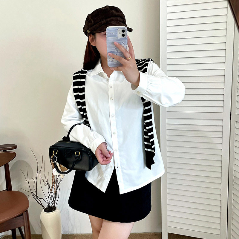 乃粒NS1352大码女装娃娃领衬衣女外穿上衣2025秋胖mm百搭气质衬衫