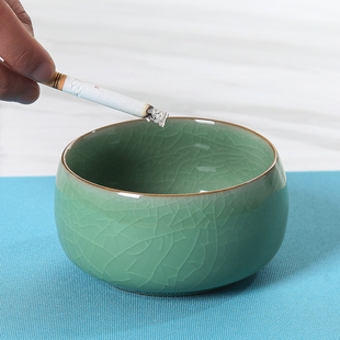 青瓷烟灰缸家用客厅创意个性潮流多功能陶瓷防风足浴店烟灰缸