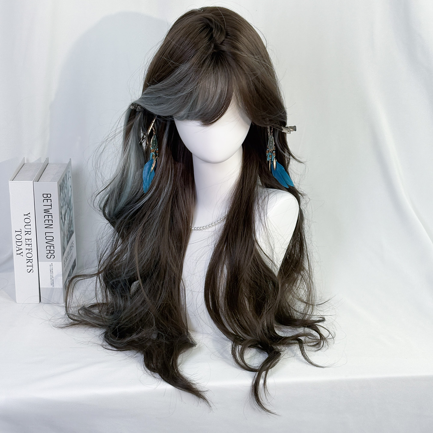 薄荷绿挑染时尚个性假发