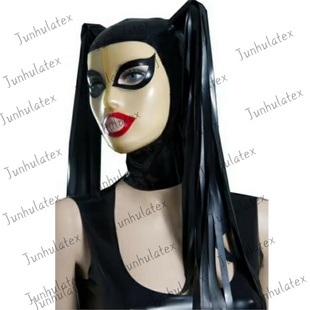 乳胶帽面具马尾橡胶假发角色扮演恋物癖派对