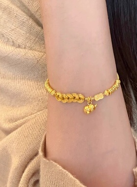 金店同款沙金新中式五帝钱葫芦盘缠手链国风复古个性手饰