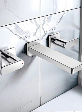 科勒 K-22569T-4-CP若方双把墙出水脸盆龙头（水嘴长168mm）