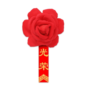 定做称谓大红花胸花光荣花表彰大会退伍抗疫先锋劳动模范优秀员工