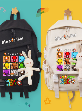 AlanBecker火柴人五色组 Alan鼠标二次元动画周边 双肩包背包书包