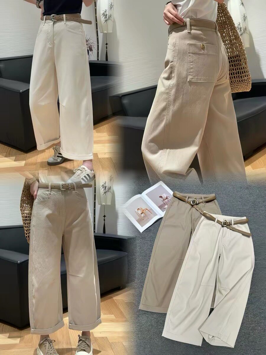 欧货2026早春新款时尚高腰显瘦百搭九分休闲工装直筒弯刀牛仔裤女