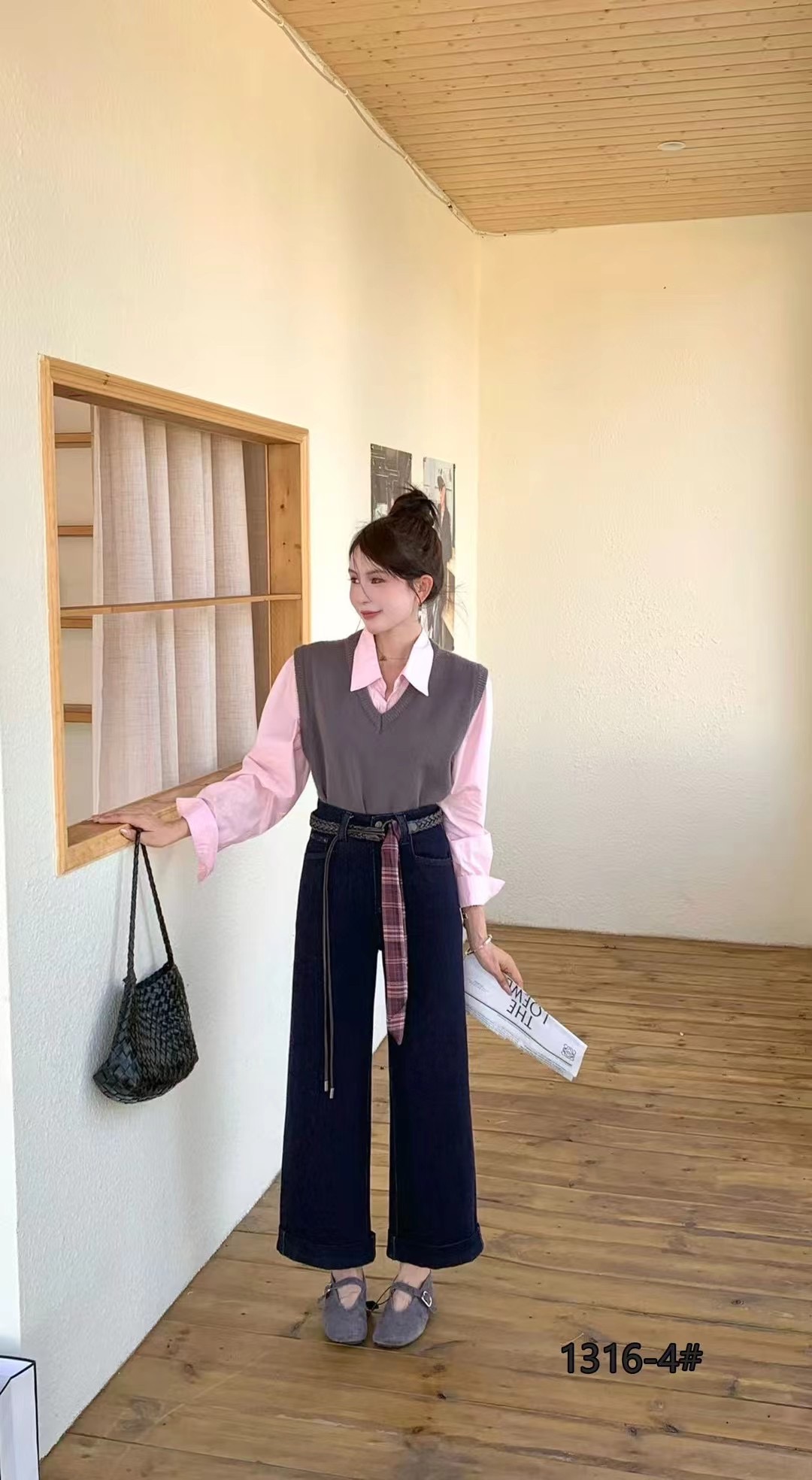 库任性牛仔裤女2025早秋新款九分直筒裤丝巾洋气藏蓝色弹力显瘦