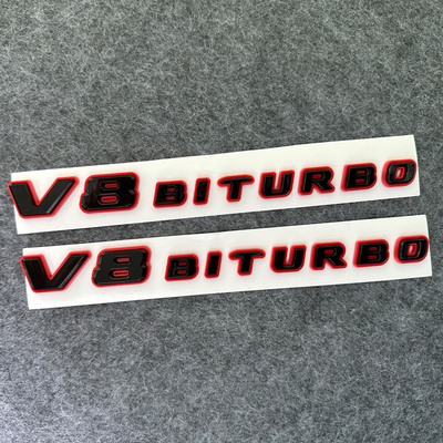 适用新款奔驰车标改装黑红色V8BITURBO侧标车身贴AMG尾标个性字标
