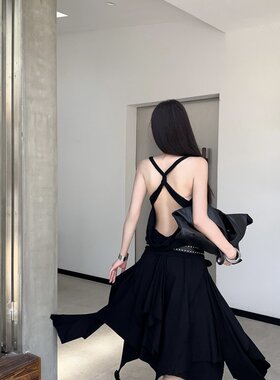 夏季辣妹交叉露背收腰修身显瘦吊带背心镂空外穿美背上衣