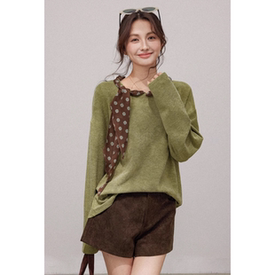 打底t恤女秋冬宽松气质休闲百搭波点丝巾上衣 Lynn韩系长袖