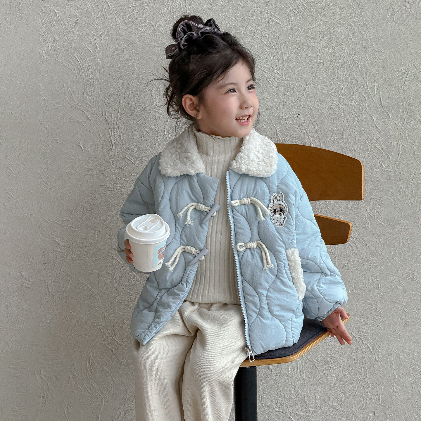 女童夹棉外套2025冬装新款