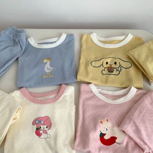 男女童童装 宝宝卡通短袖 空调服家居服套装 睡衣两件套儿童夏季 短裤