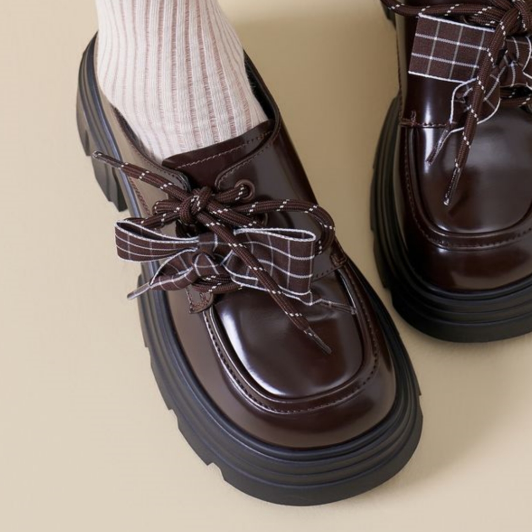 卓诗尼英伦厚底蝴蝶结乐福鞋女