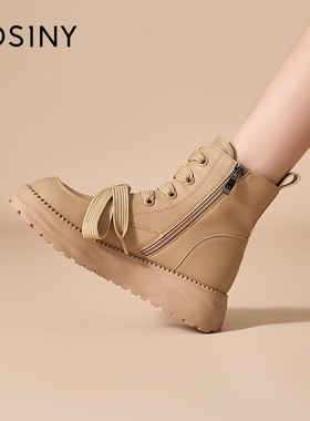 卓诗尼女鞋秋冬加绒2023年马丁靴新款短靴靴子商场同款361H64044