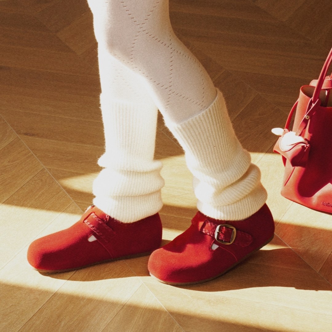 Josiny/卓诗尼全包勃肯鞋女红色一脚蹬平底内增高复古勃肯风单鞋,女鞋,勃肯鞋/软木鞋,淘宝优惠券,粉丝福利购,淘宝优惠卷