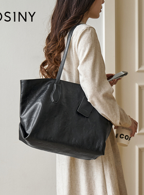 Josiny/卓诗尼JOSINY托特包女大容量黑色通勤单肩包高级感大包