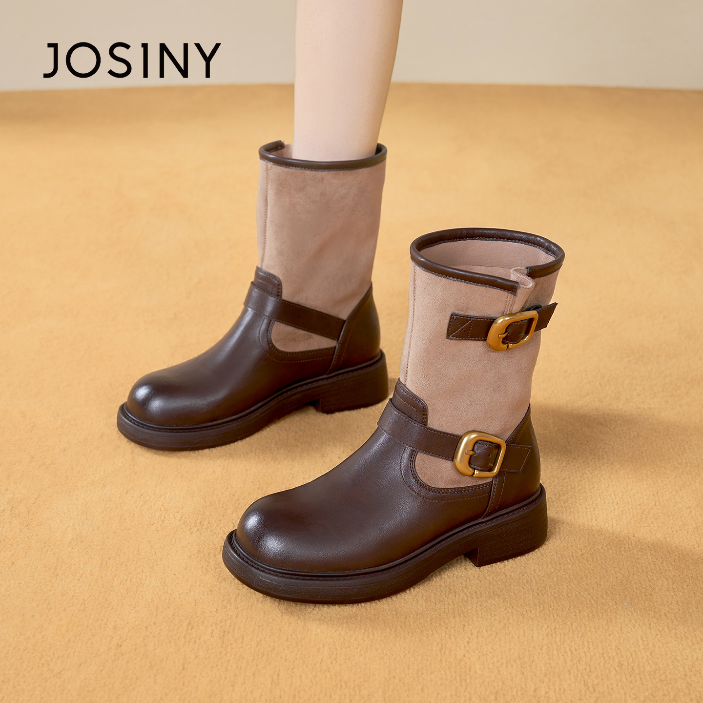 卓诗尼英伦风皮带扣马丁靴