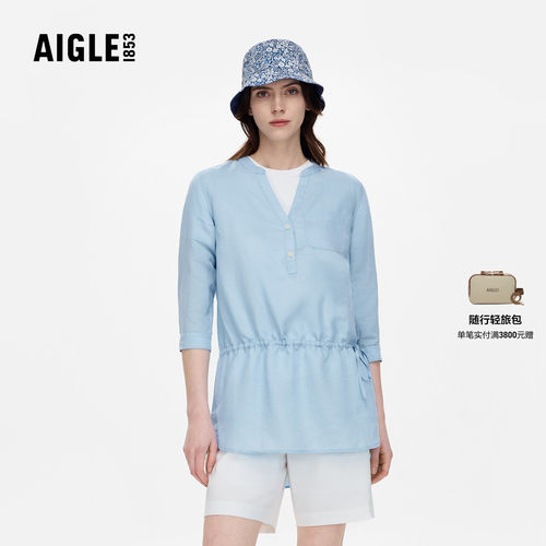 AIGLE艾高七分袖衬衫户外休闲