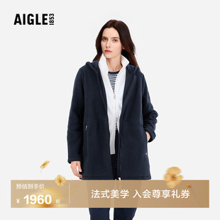 上衣外套女士 AIGLE艾高Polartec300加厚保暖锁温拉链抓绒休闲法式