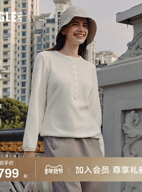AIGLE艾高女士上衣Polartec保暖抓绒衣圆领套头衫内搭休闲打底衫